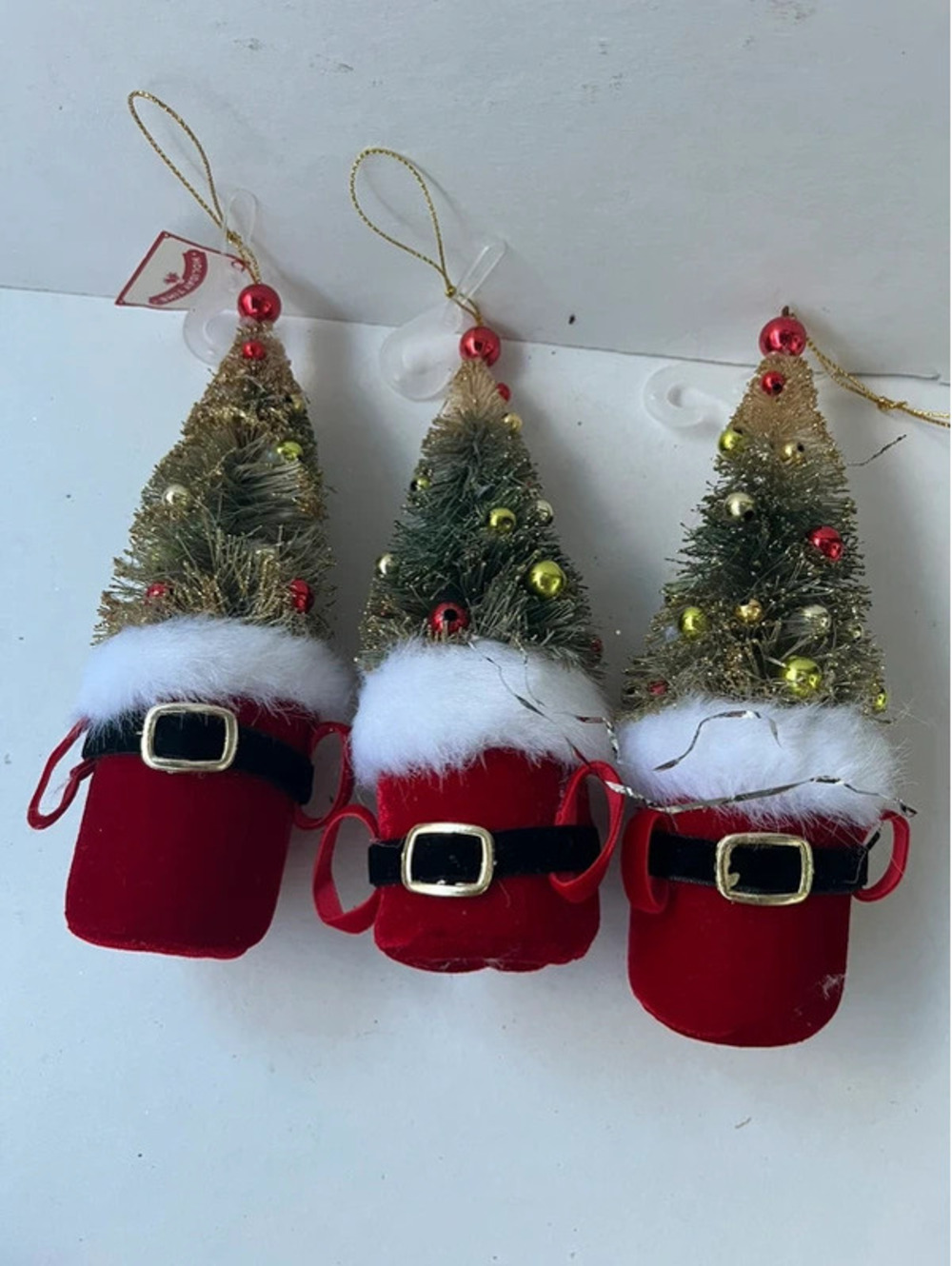 Lot of 3 Santa Christmas tree ornaments